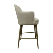 Bar Stool with Arms in Ecru Linen - D