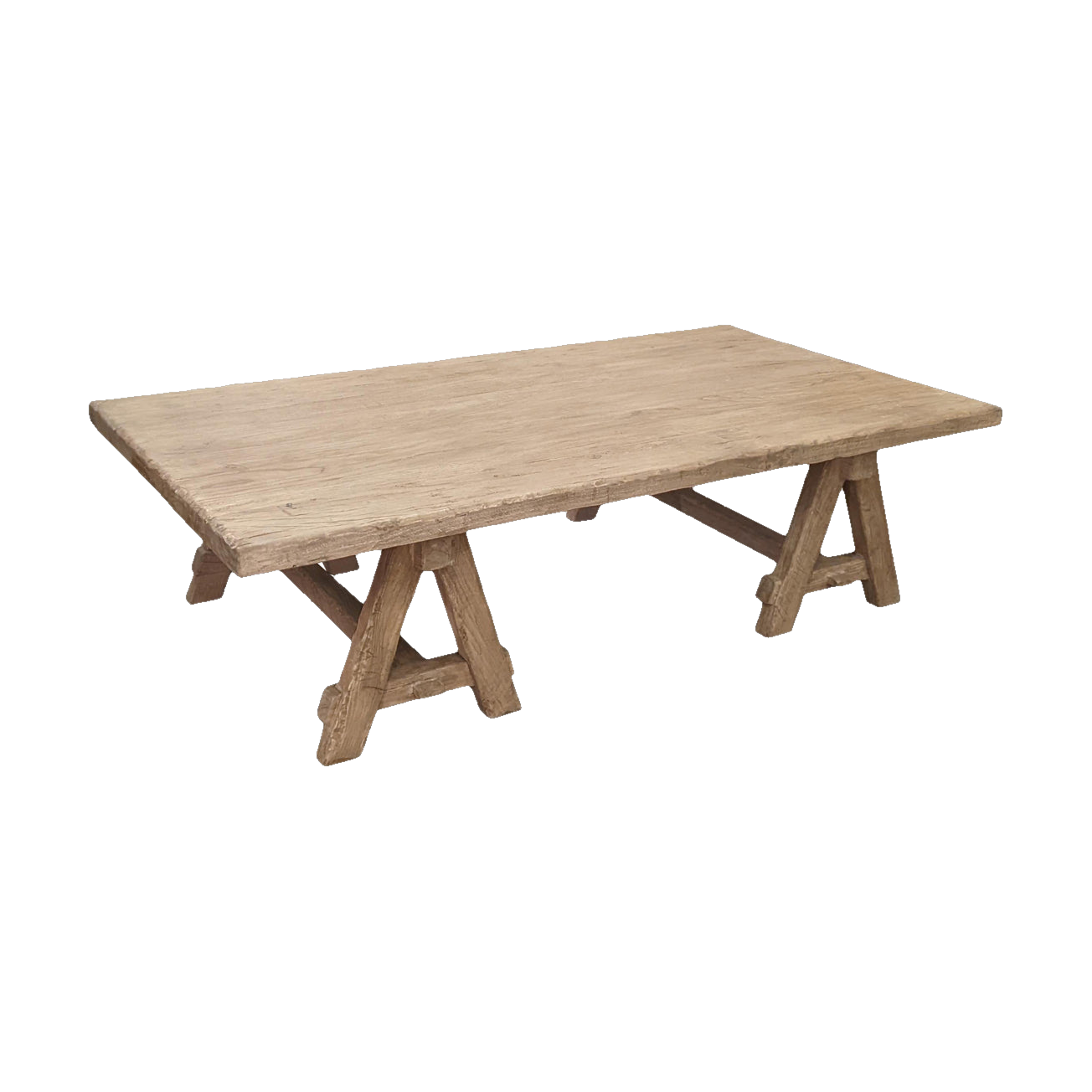 Bleached Elm Coffee Table w/ A-Frame Base