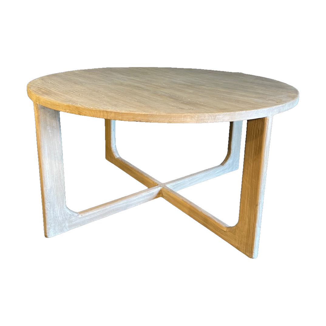 Bleached Elm Coffee Table w/ Cross