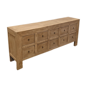 Bleached Old Elm Cabinet w Ten Drawers