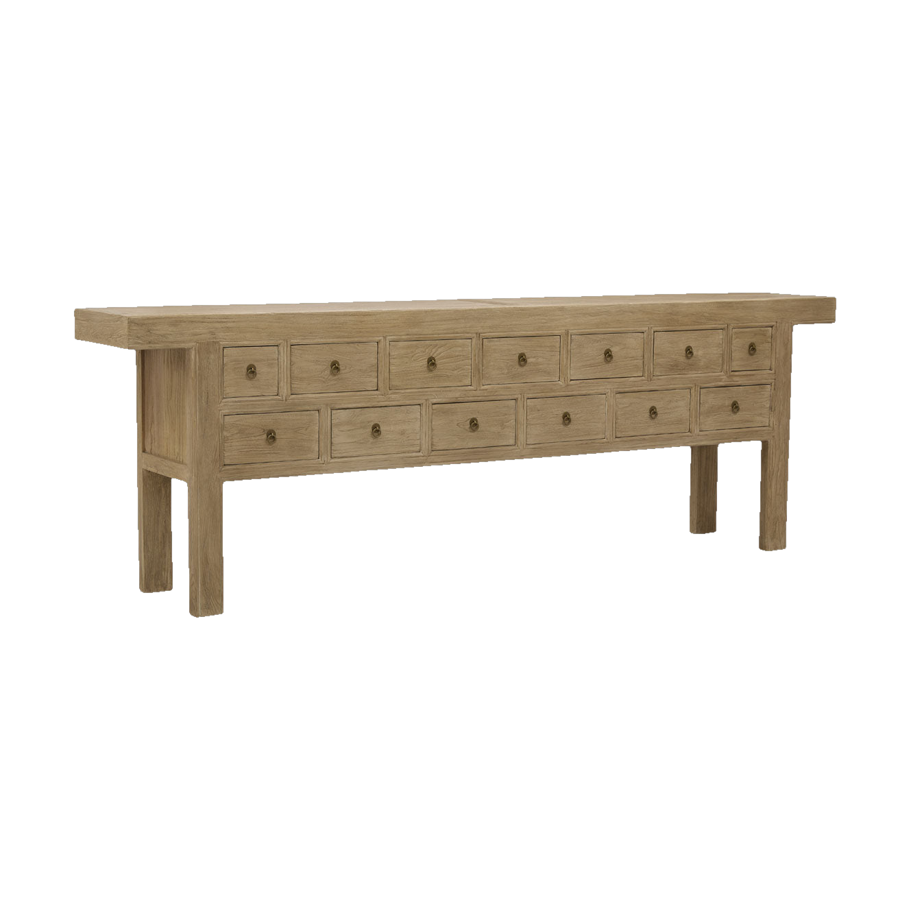 Bleached Old Elm Console w/ 13 Drawers