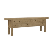 Bleached Old Elm Console w/ 13 Drawers