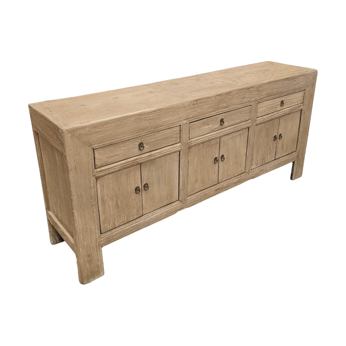 Bleached Old Elm Sideboard 3 Drwr/6 Door