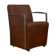 Bock Chair Metal Arms Lt Brown Leather