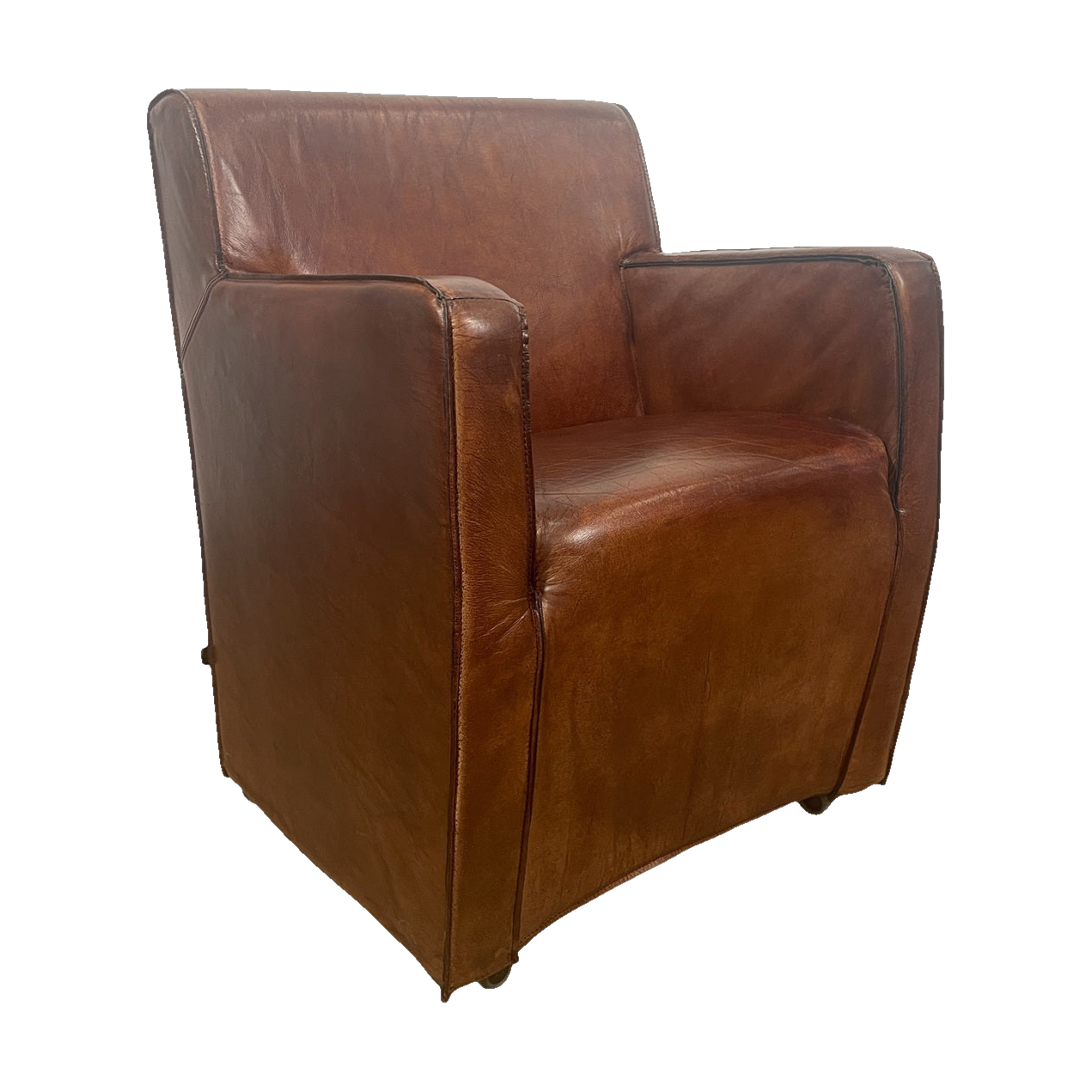 Bock Chair w/ Light Brown Leather Arms