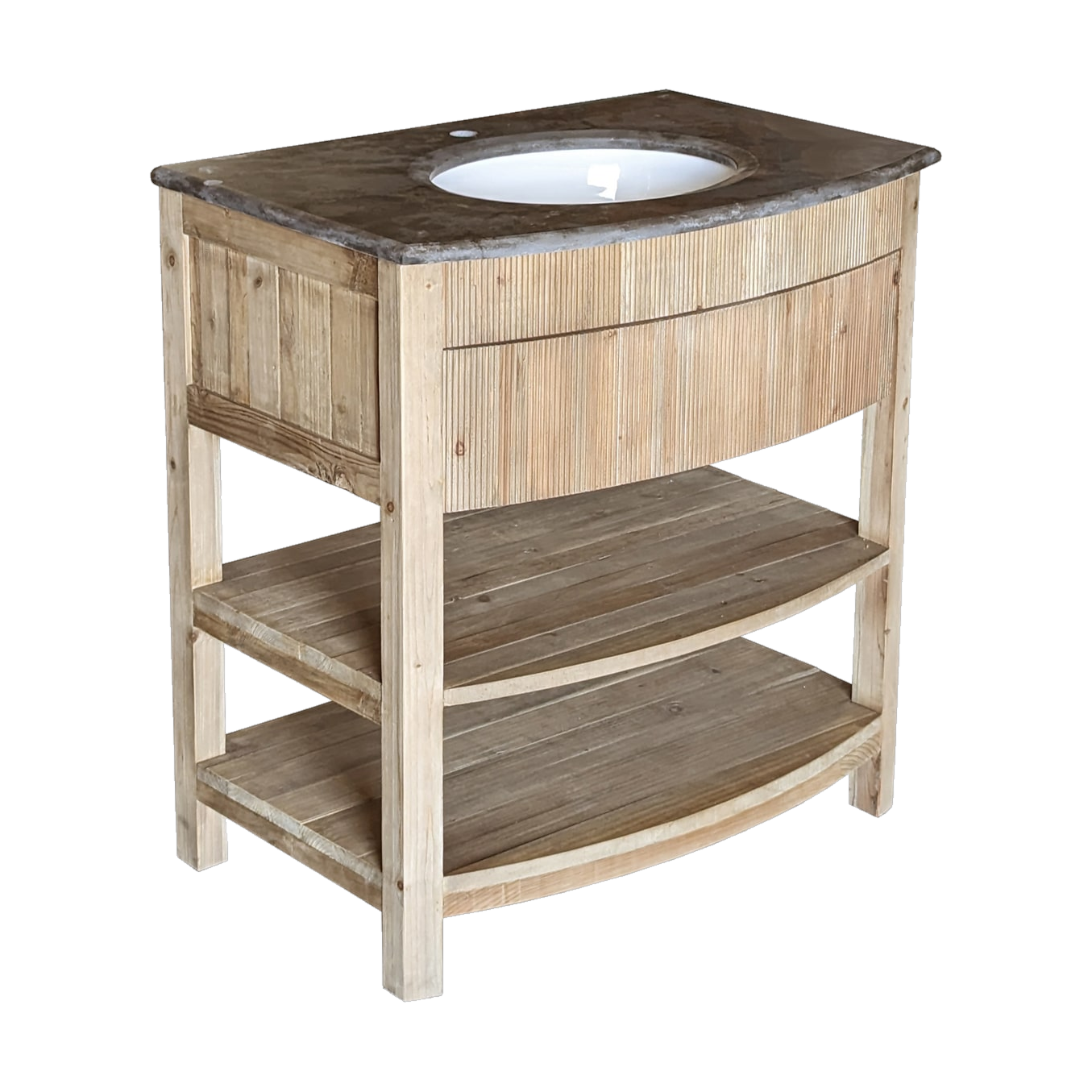Bowfront Galleried Vanity in Natural