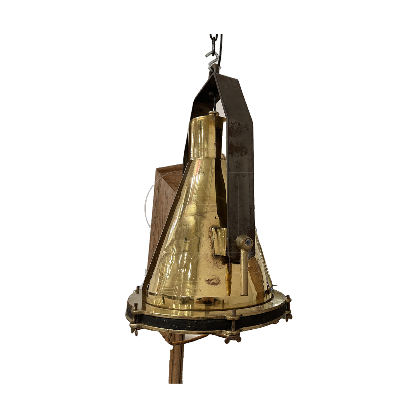 Brass Hanging Light w Cage