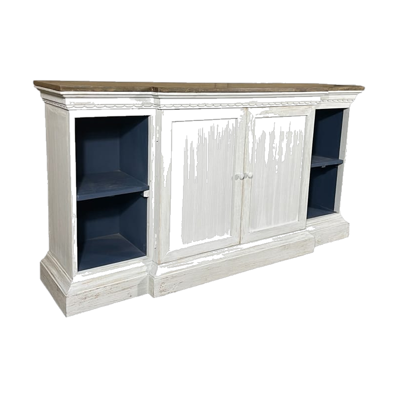 Breakfront Server Greyish-White w/ Stone