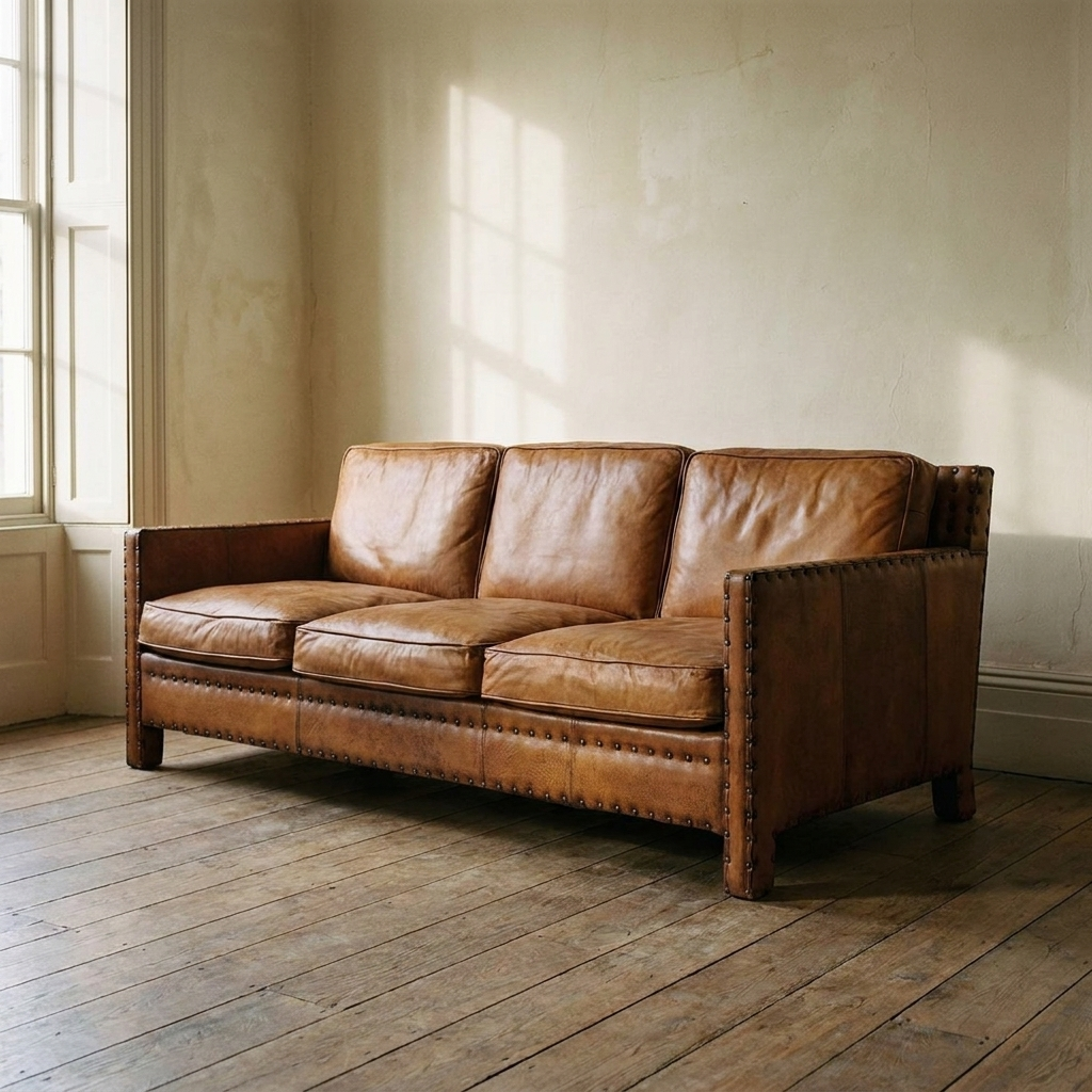 Lifestyle scene featuring Broadford Three Seater Antique Buffalo. AI-generated supplementary image; refer to primary product photos for color and material accuracy.
