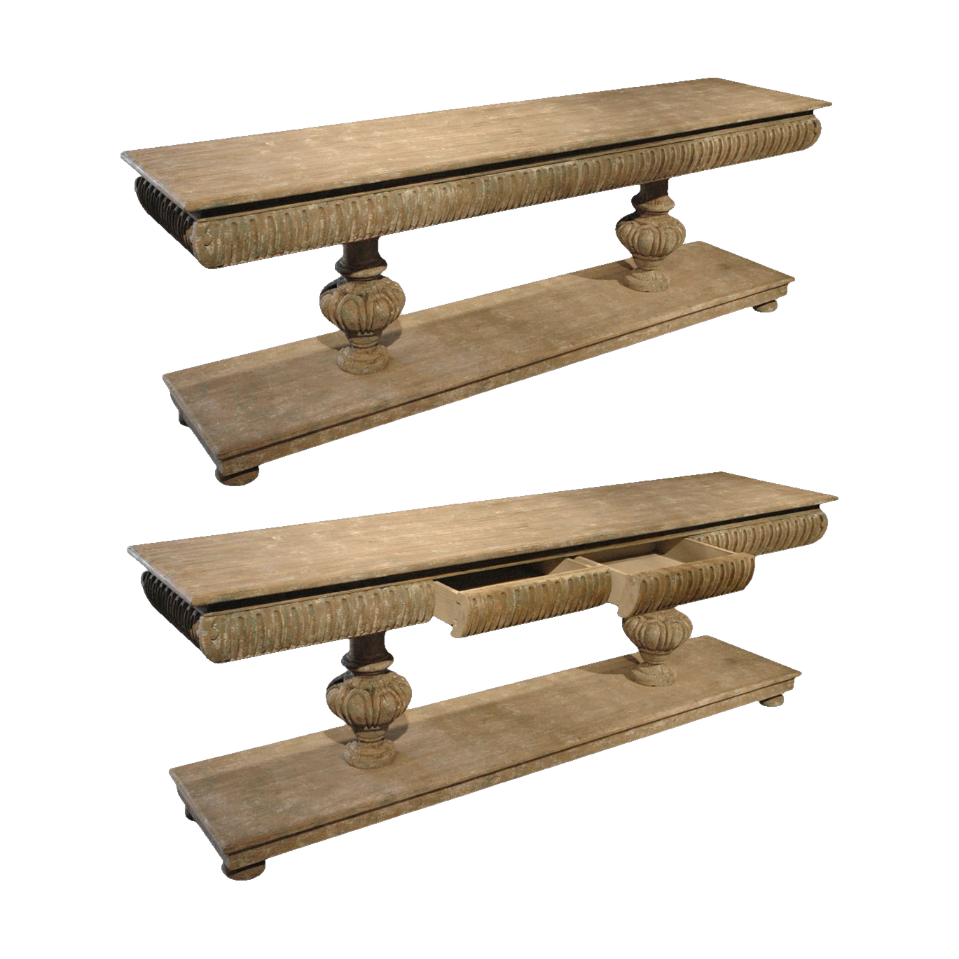 Carved Console Table with Drawers