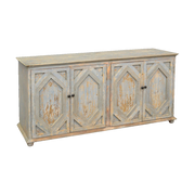 Carved Sideboard Distressed Light Blue