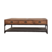 Coffee Table with Metal Shelf in Pine