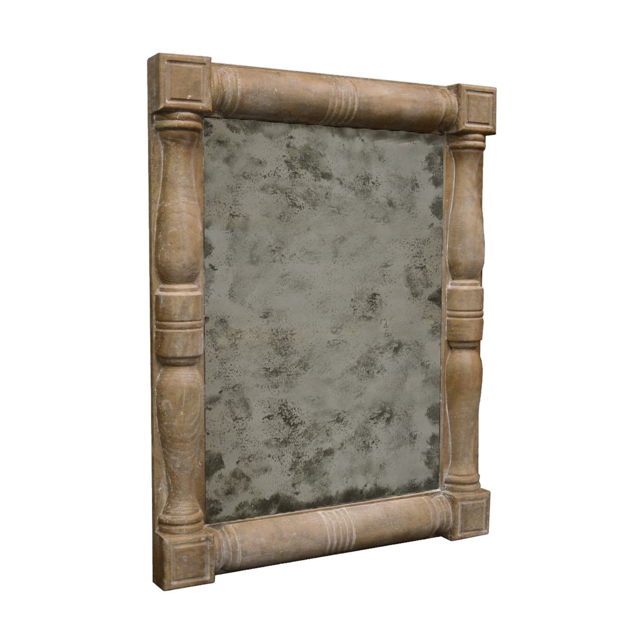 Column Wood Mirror w. Heavy Distressing-D