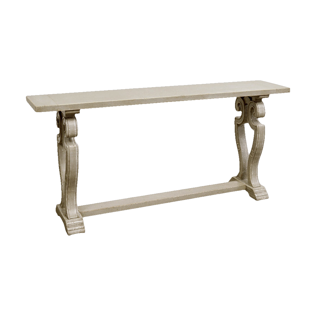 Console Table with Carved Harp Base