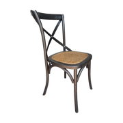 Cross Chair with Braided Seat in Black