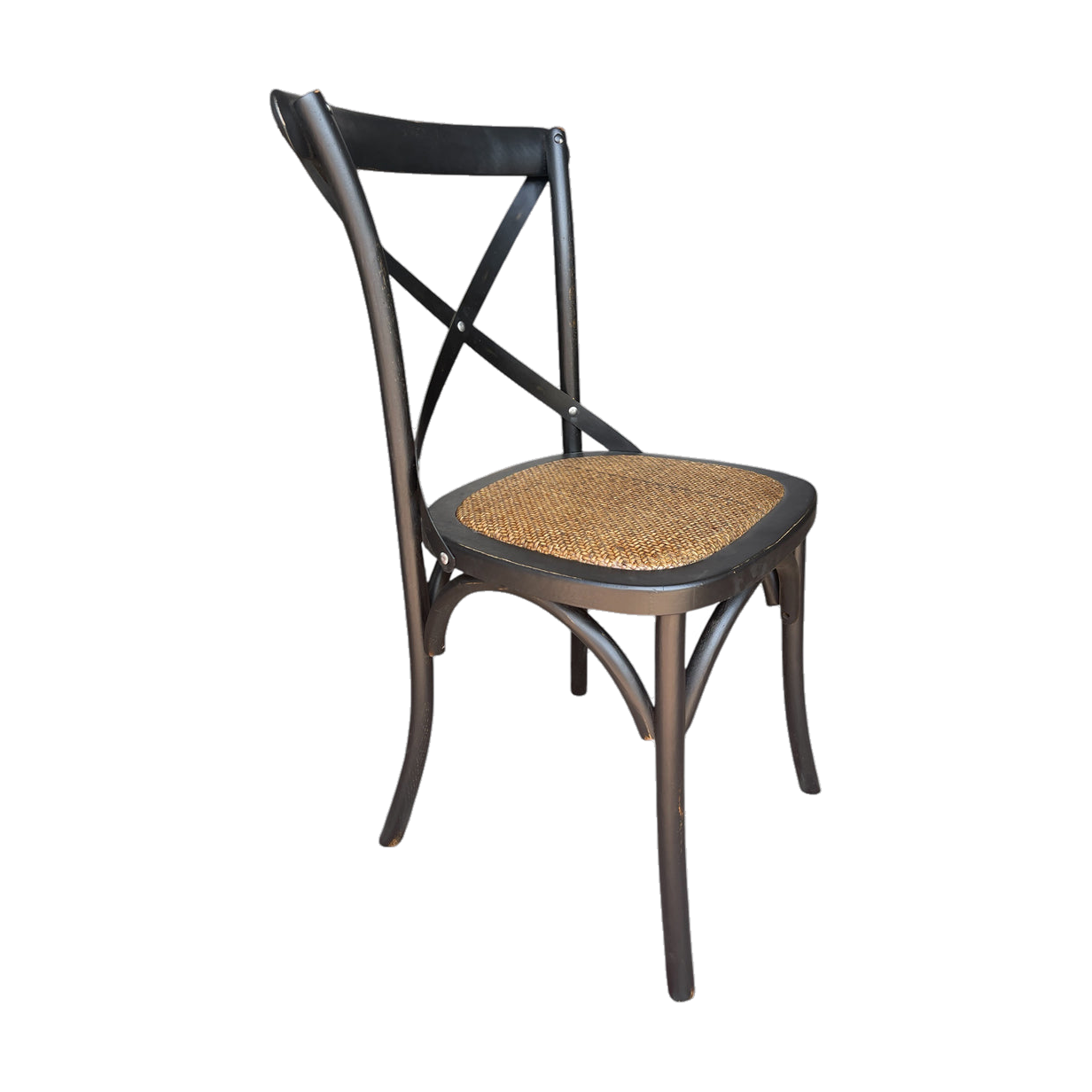 Cross Chair with Braided Seat in Black