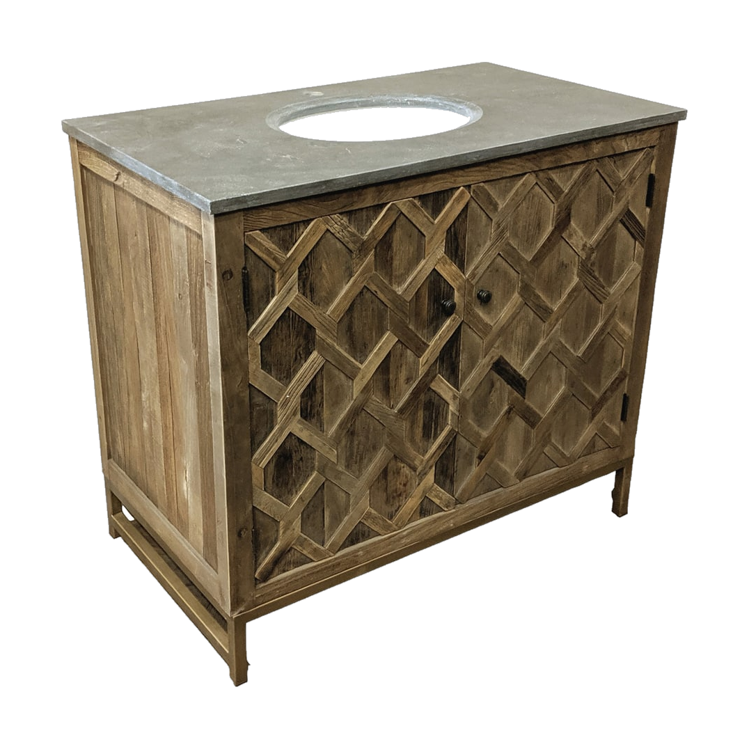 Diamond Embossed Vanity w/ Blue Stone