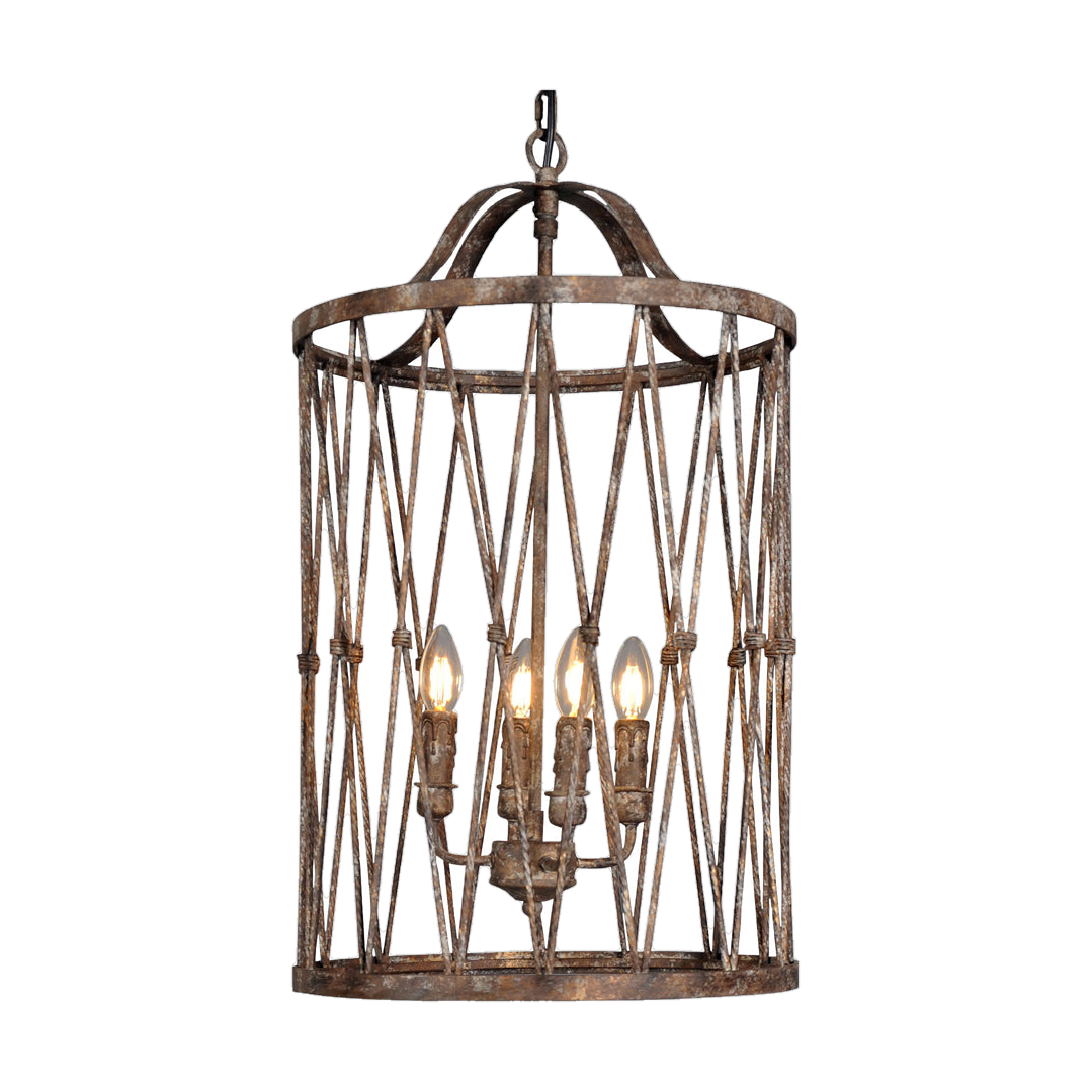 Diamond Tall Lantern in Antiqued Iron