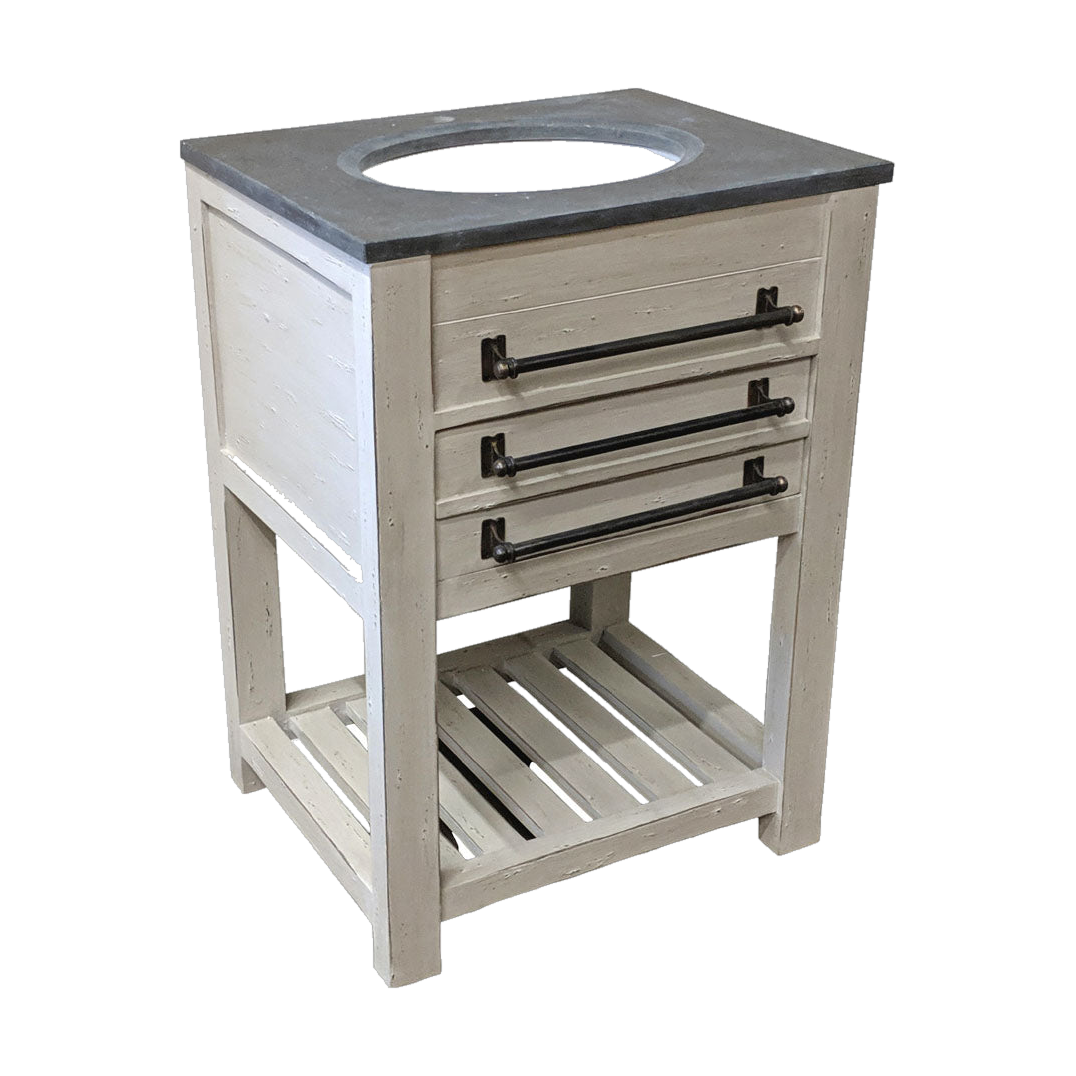 Distressed White Single Vanity