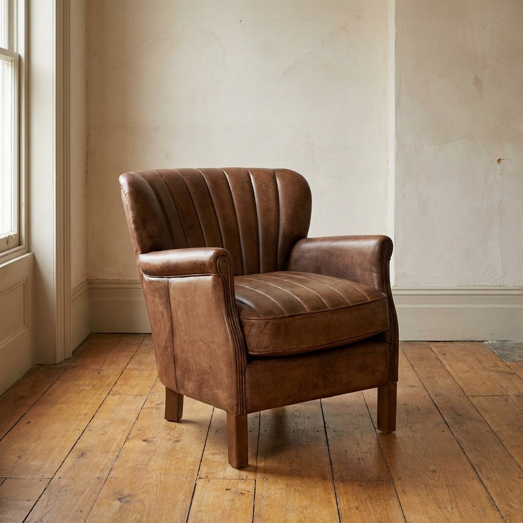 Lifestyle scene featuring Dolores Armchair In Lt Brown Buffalo. AI-generated supplementary image; refer to primary product photos for color and material accuracy.