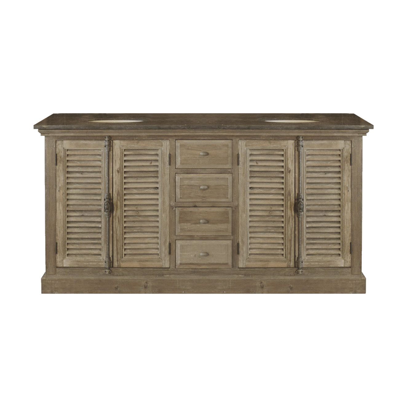 Double Vanity Louvered Dr Large Washed