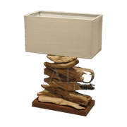 Driftwood Table Lamp w/ White Rect Shade