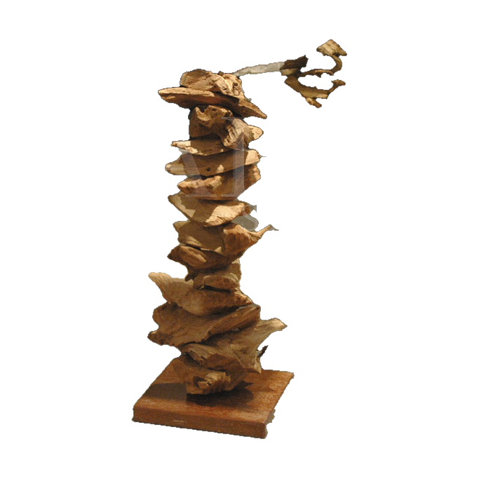 Driftwood Tble Lamp w/ Sq Choc Shade Lrge