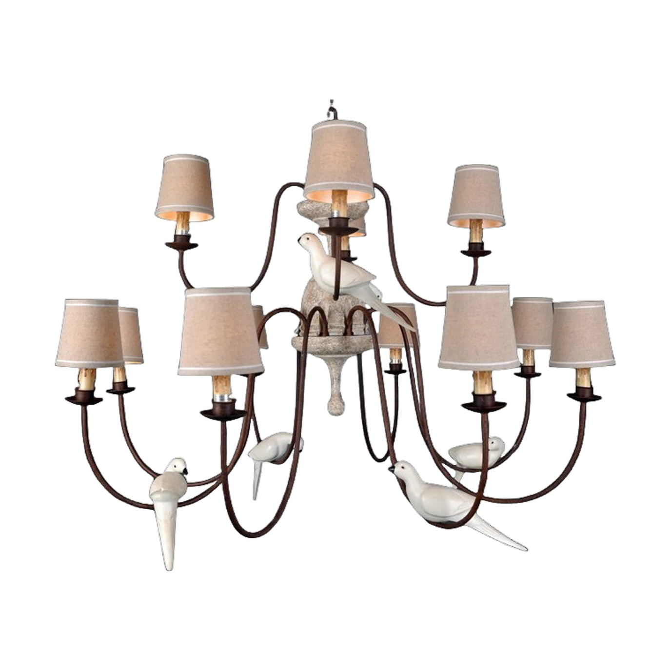 Eaton Chandelier w/Washed Wood & Rust