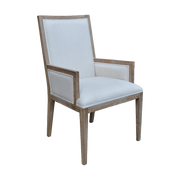 Ecru Linen Arm Chair with Oak Frame