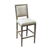 Ecru Linen Bar Stool with Oak Frame