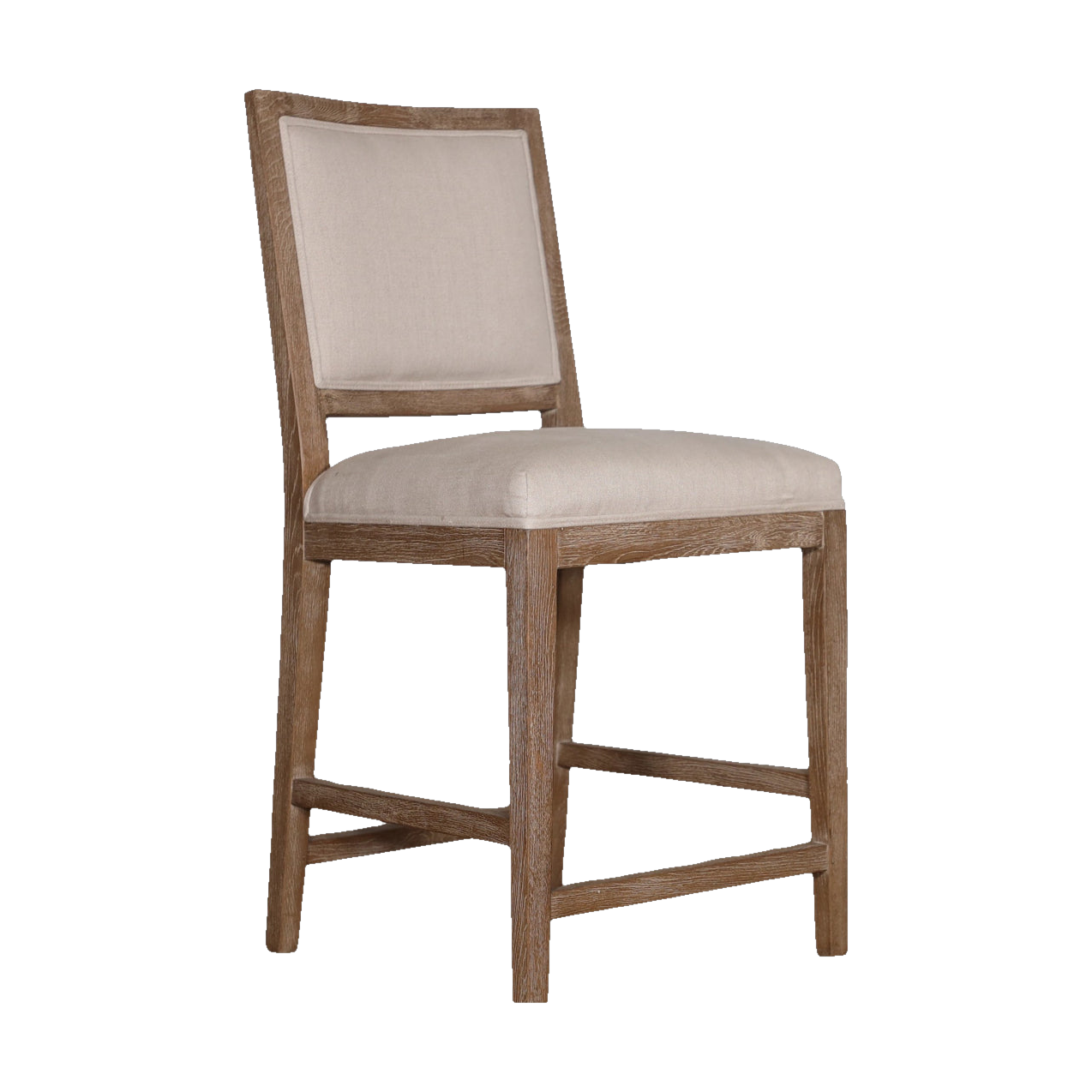 Ecru Linen Counter Chair with Oak Frame