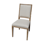 Ecru Linen Side Chair with Oak Frame