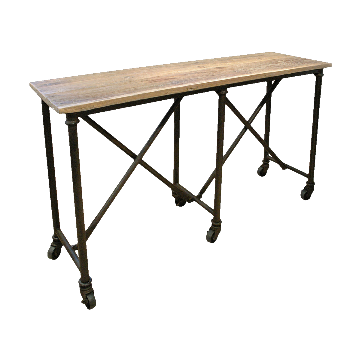 Elm and Iron Console w/ Cross Base