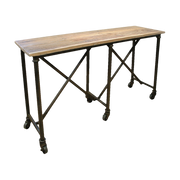 Elm and Iron Console w/ Cross Base