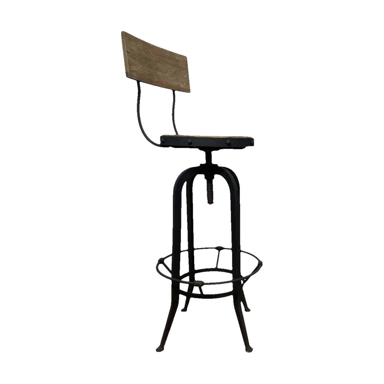 Elm and Rustic Steel Barstool w/ Back