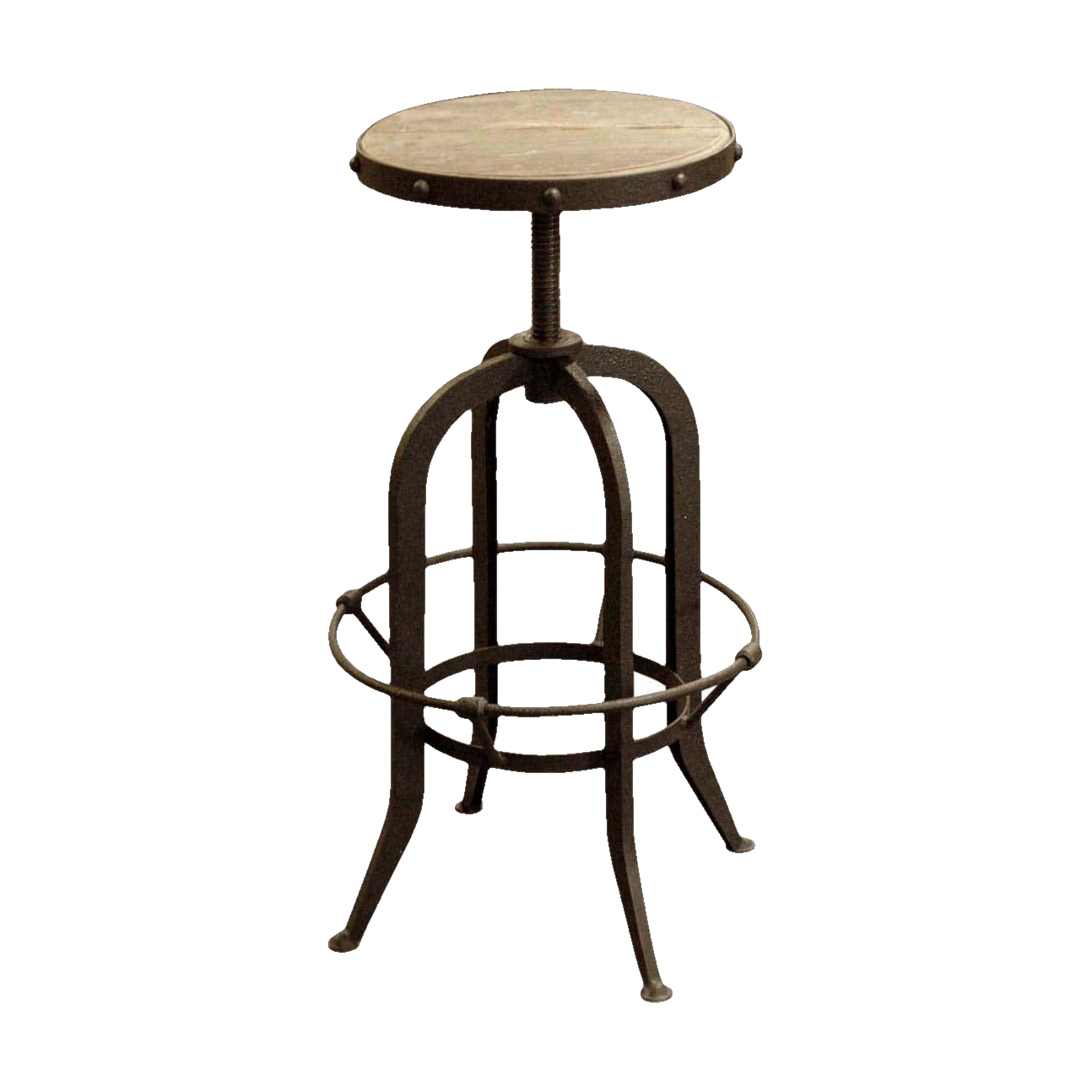 Elm and Rustic Steel Stool
