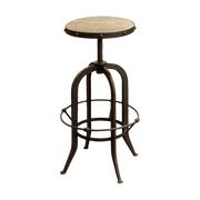 Elm and Rustic Steel Stool