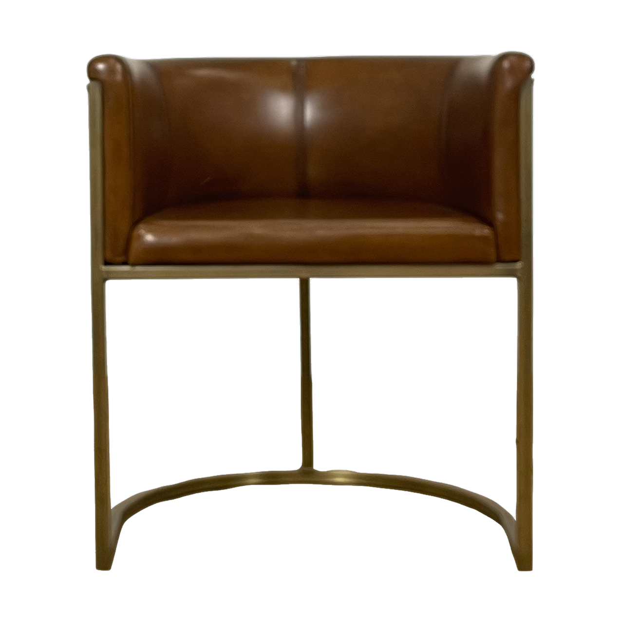 Enrique Brown Leather Armchair Brass