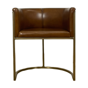 Enrique Brown Leather Armchair Brass