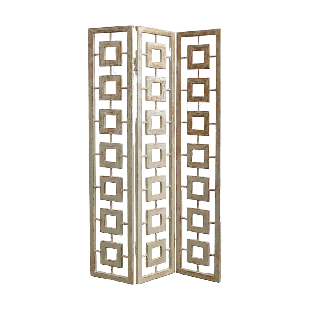 Folding Screen in Distressed White