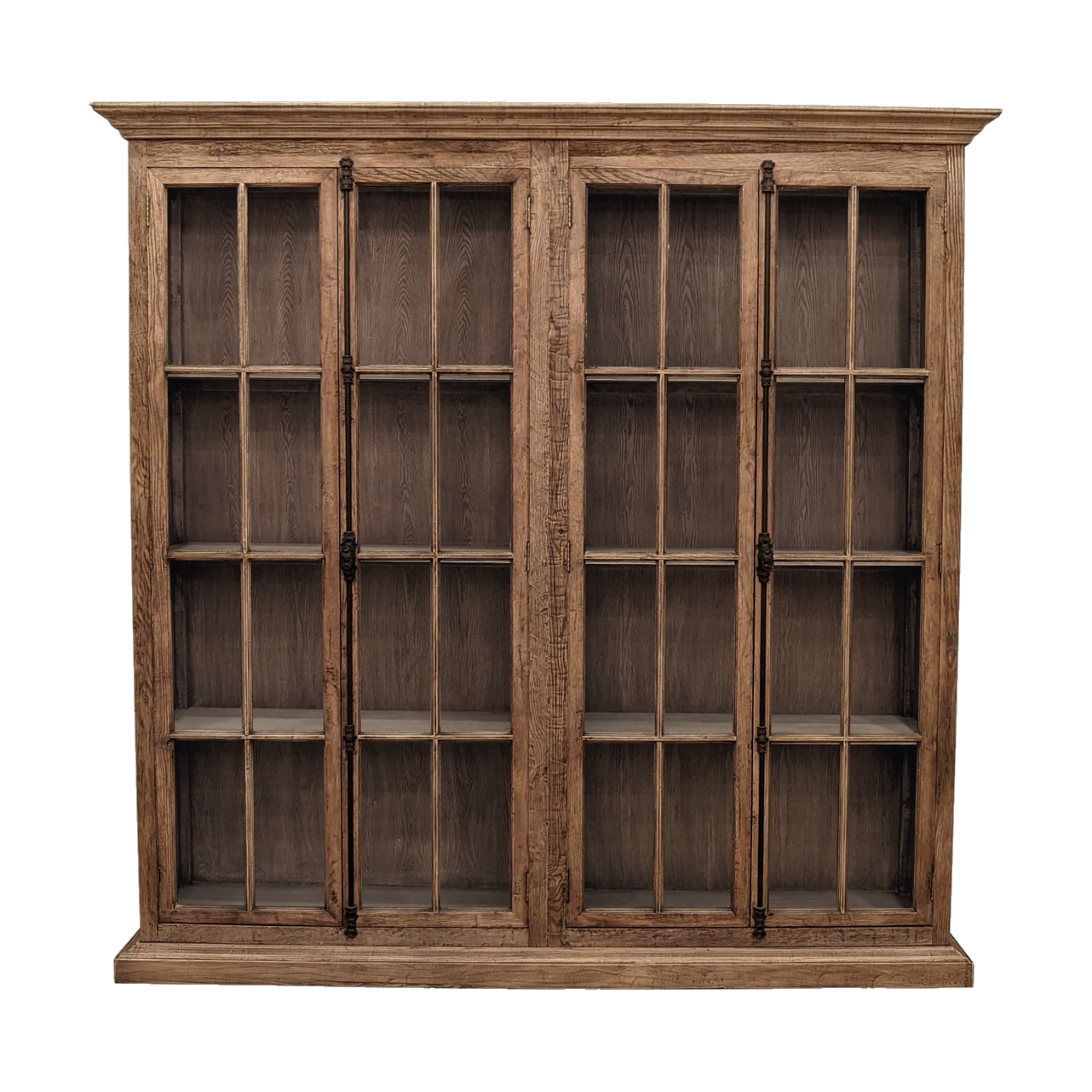 Four Door Bookcase in Natural Old Oak