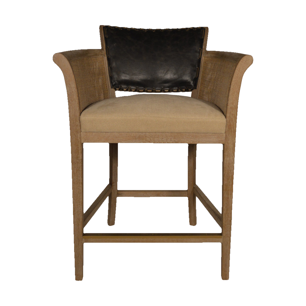 Garcia Counter Chair Arms Black Leather