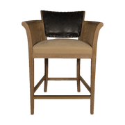 Garcia Counter Chair Arms Black Leather