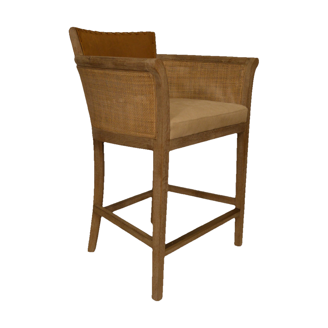 Garcia Counter Chair Arms Brown Leather
