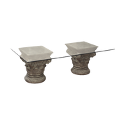 Glass Top Twin Plinth Coffee Table