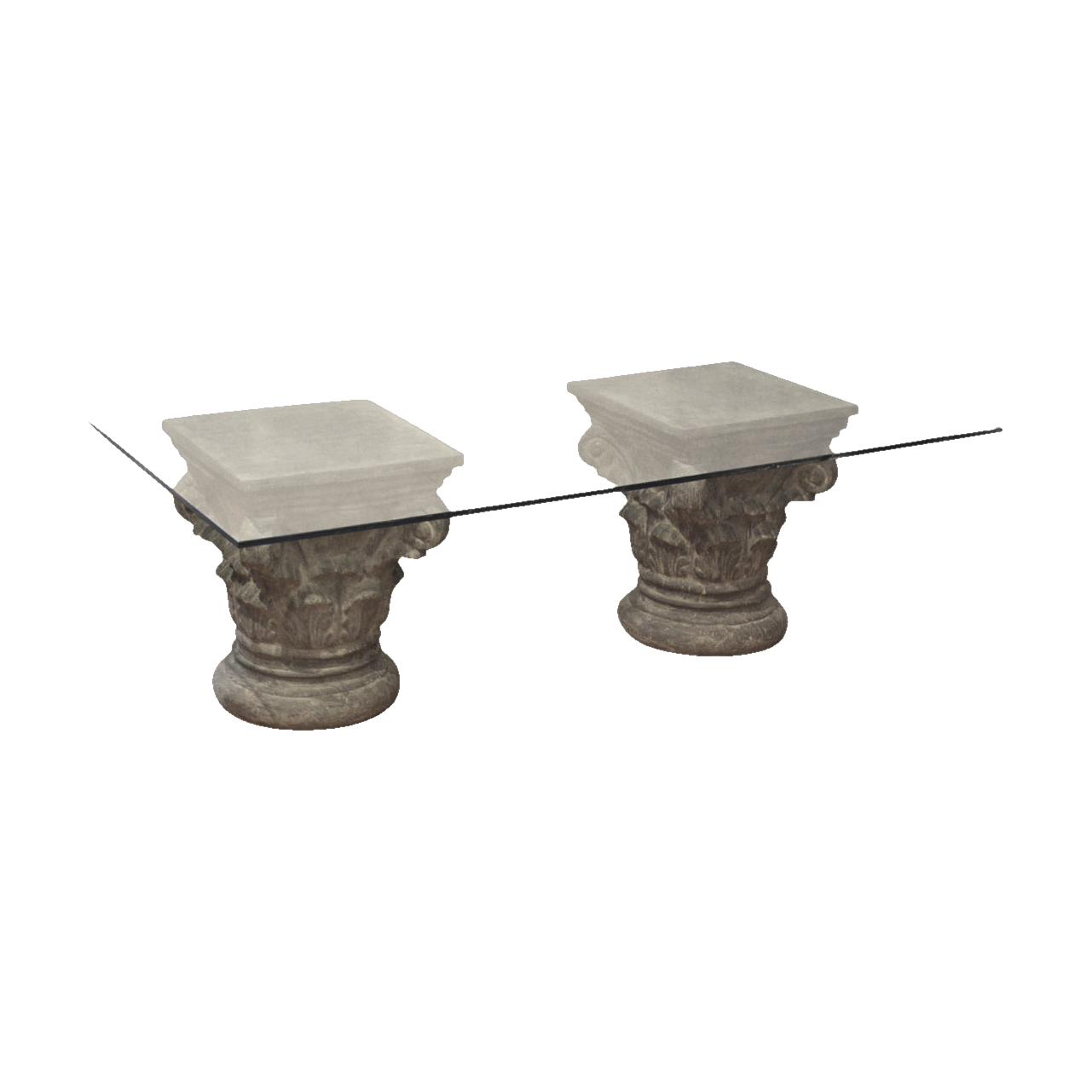Glass Top Twin Plinth Coffee Table