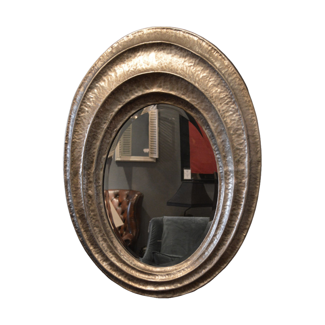 Hammered Silver Oval Mirror
