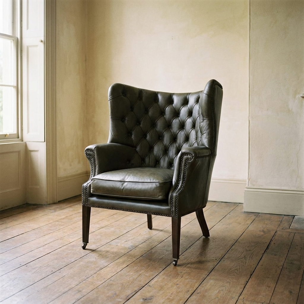 Lifestyle scene featuring Harrington Chair Military Olive. AI-generated supplementary image; refer to primary product photos for color and material accuracy.