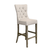 High Back Ecru Linen Barstool