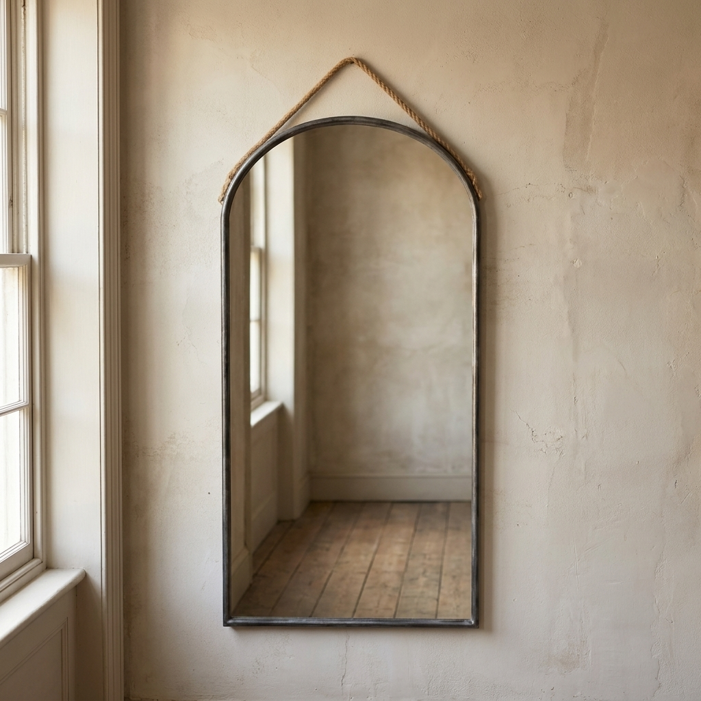 Lifestyle scene featuring Istres Arched Mirror. AI-generated supplementary image; refer to primary product photos for color and material accuracy.